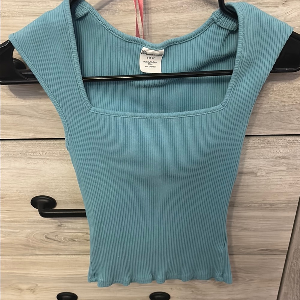 No Boundaries Teal Ribbed Tank Top